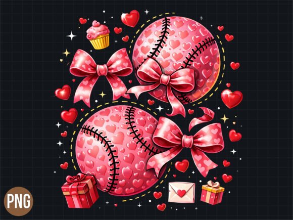 Download Pink Glitzy Baseball Valentine Heart PNG - Glitzy Collection